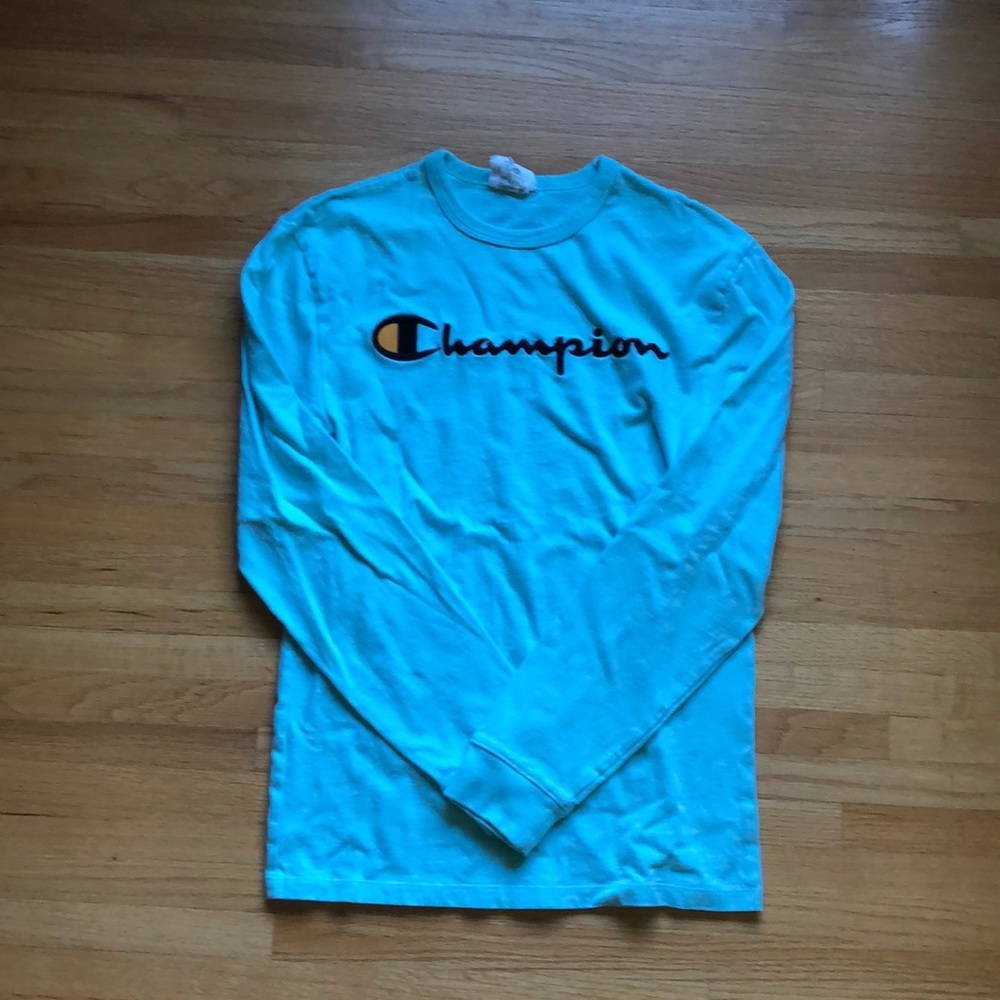 Champion longsleeve shirt turquoise size small.